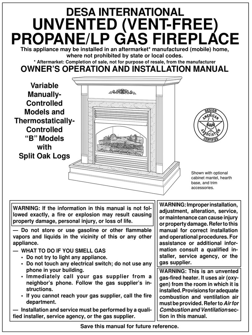 Desa UNVENTED (VENT-FREE) PROPANE/LP GAS... Operation manual Desa UNVENTED (VENT-FREE) PROPANE/LP GAS... Operation manual
