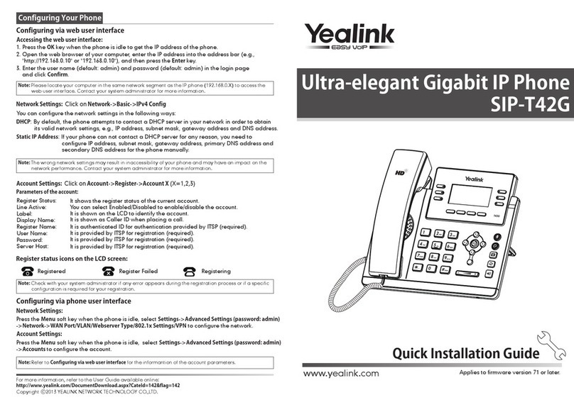 Yealink Yealink SIP-T42G User manual