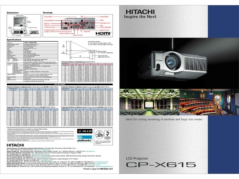 Hitachi CP-X615 series Specifications