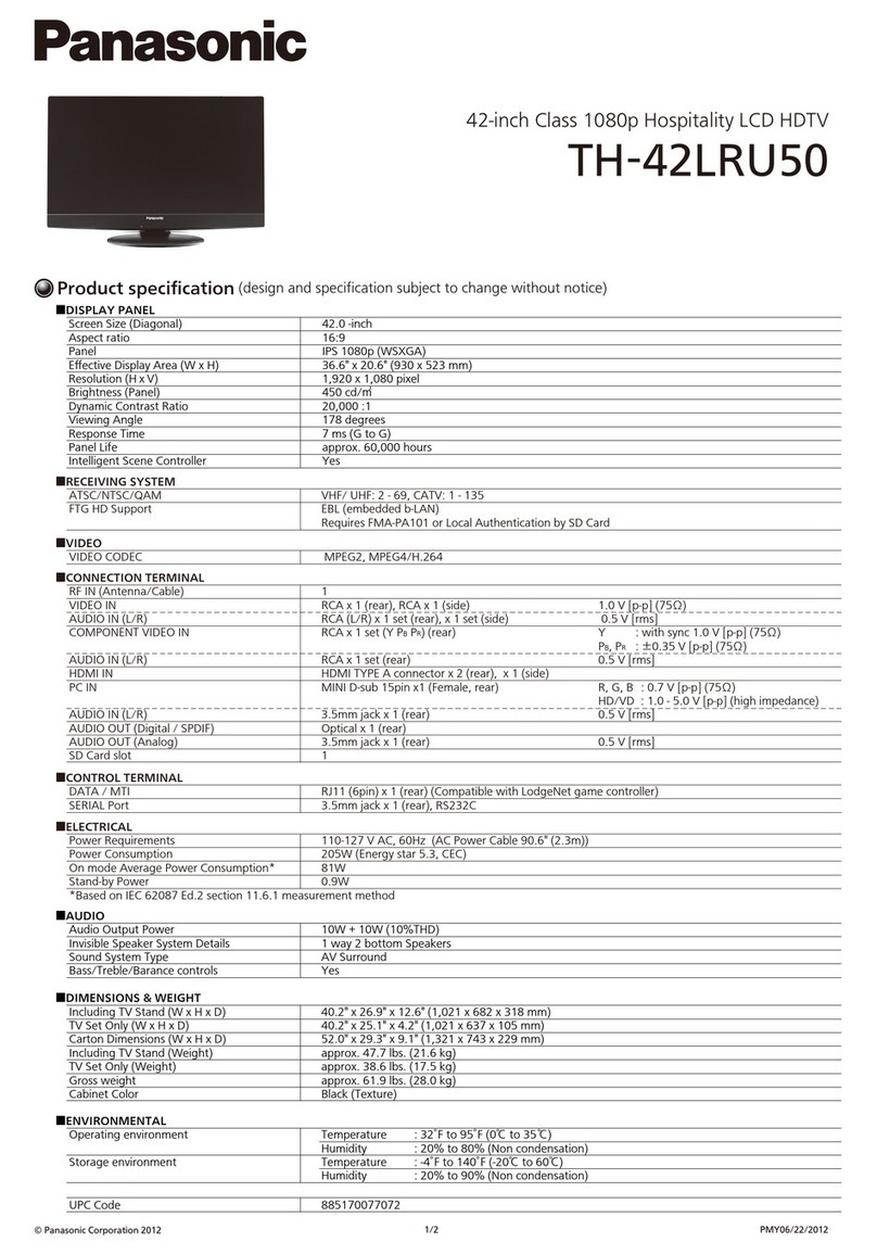 Panasonic TH-42LRU50 Product specifications
