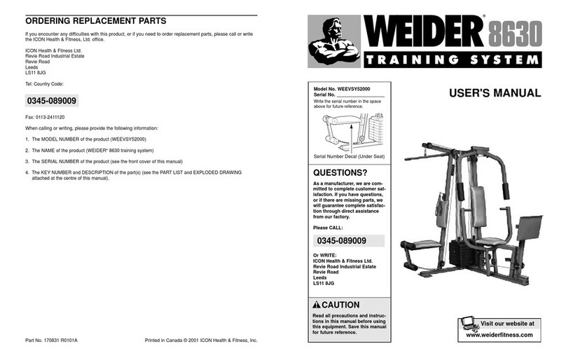Weider WEEVSY52000 User manual