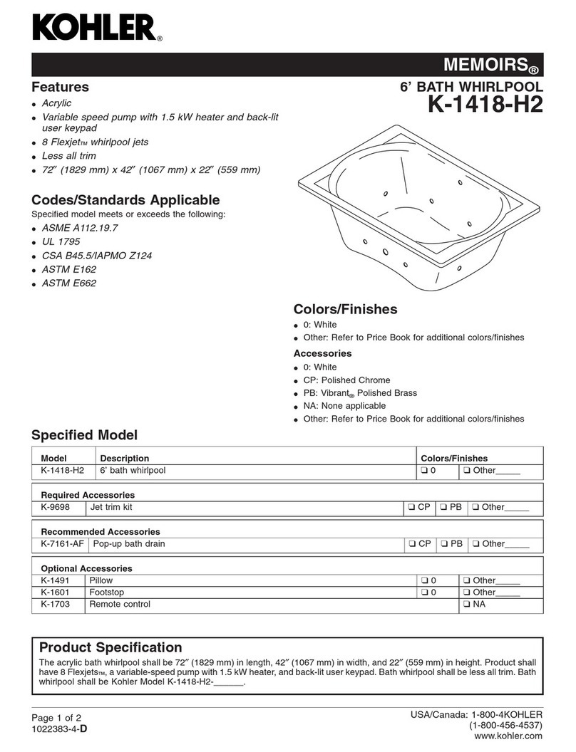 Kohler MEMOIRS K-1418-H2 User manual