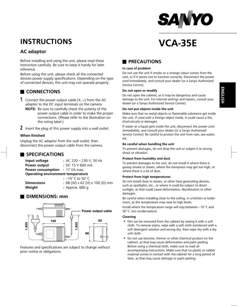 Sanyo VCA-35E instructions