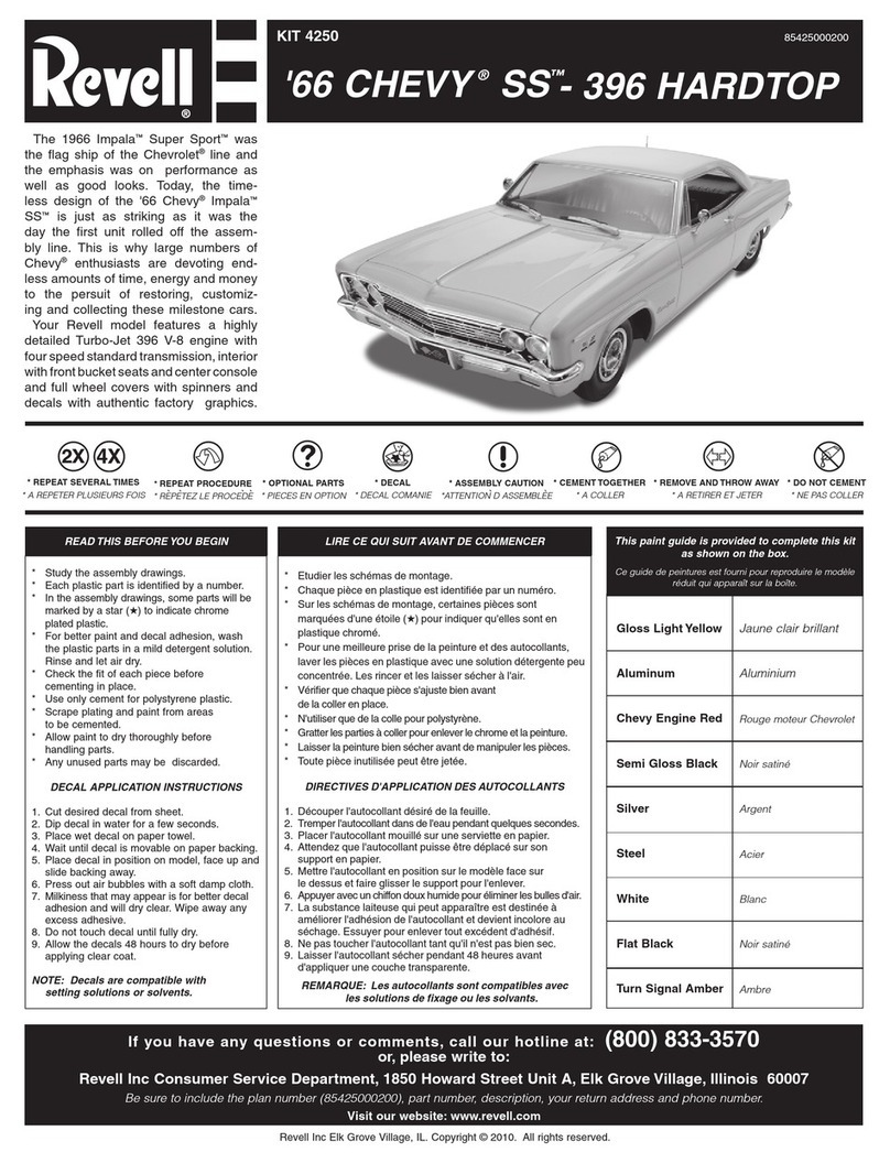 REVELL '66 Chevy SS-396 Hardtop User manual