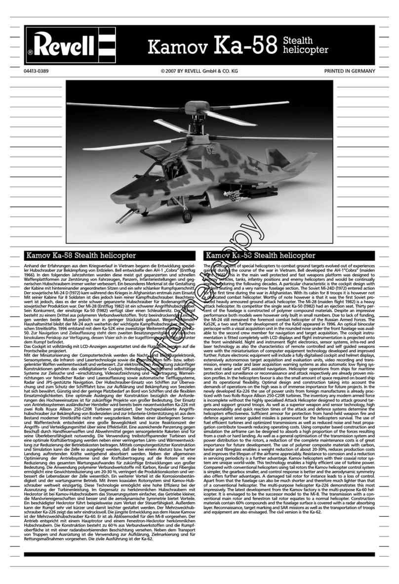 REVELL Kamov Ka-58 Stealth Helicopter Assembly manual