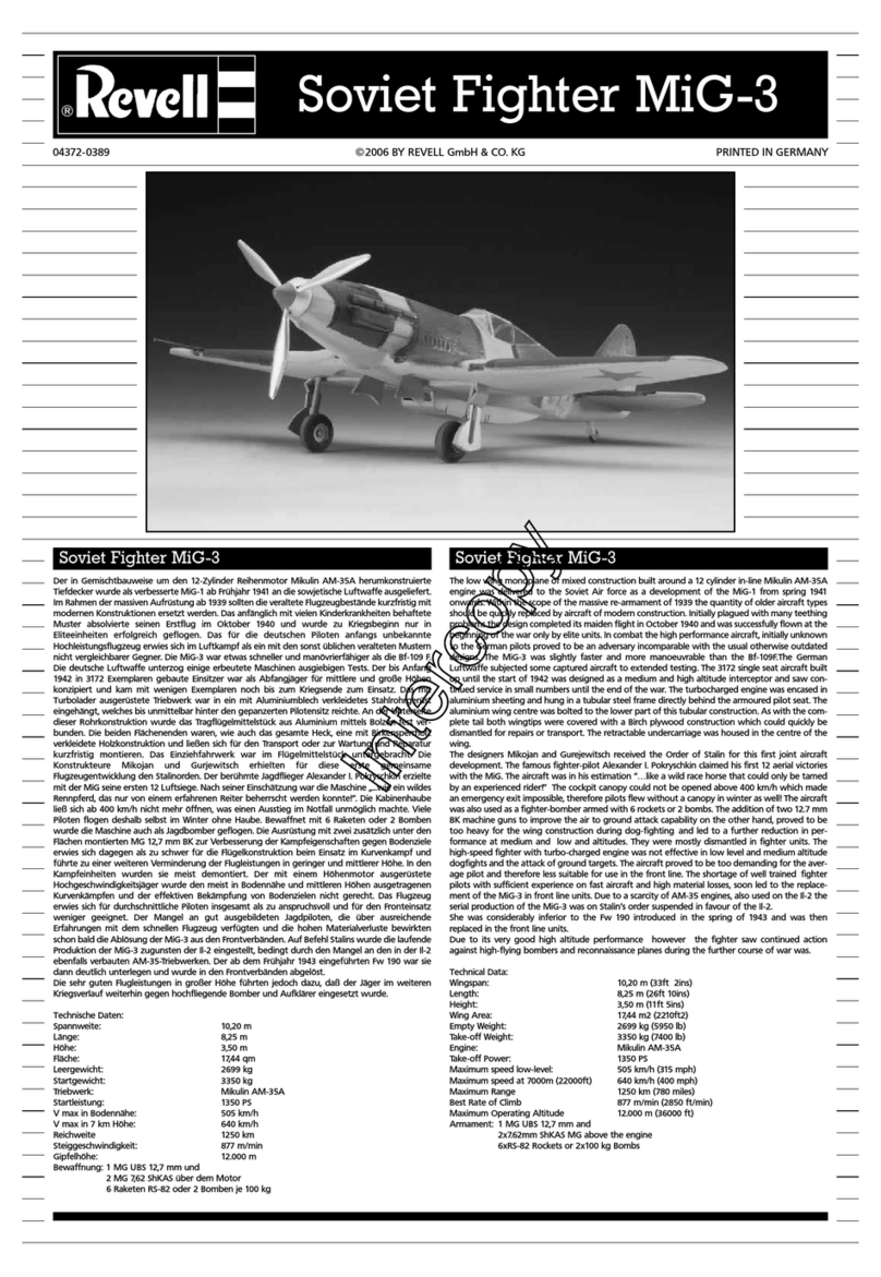 REVELL Soviet Fighter MiG-3 User manual