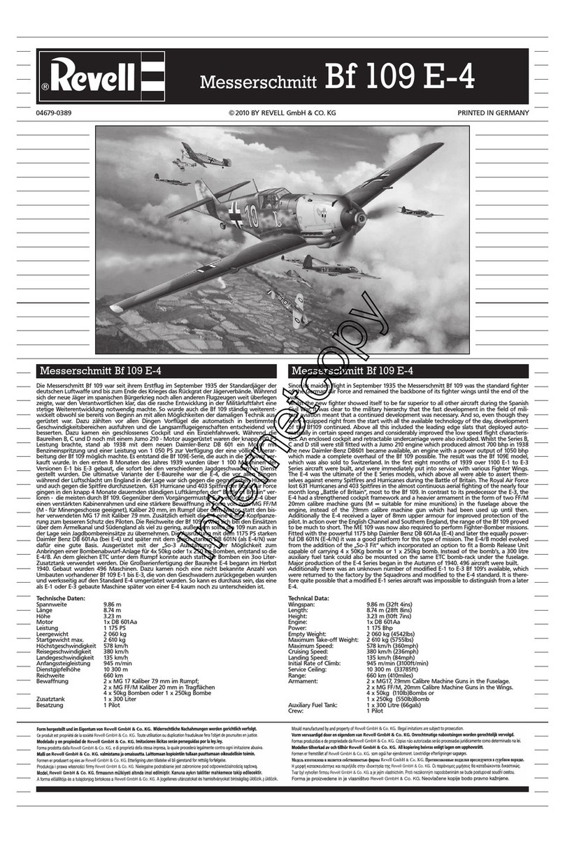 REVELL Bf 109 E-4 User manual
