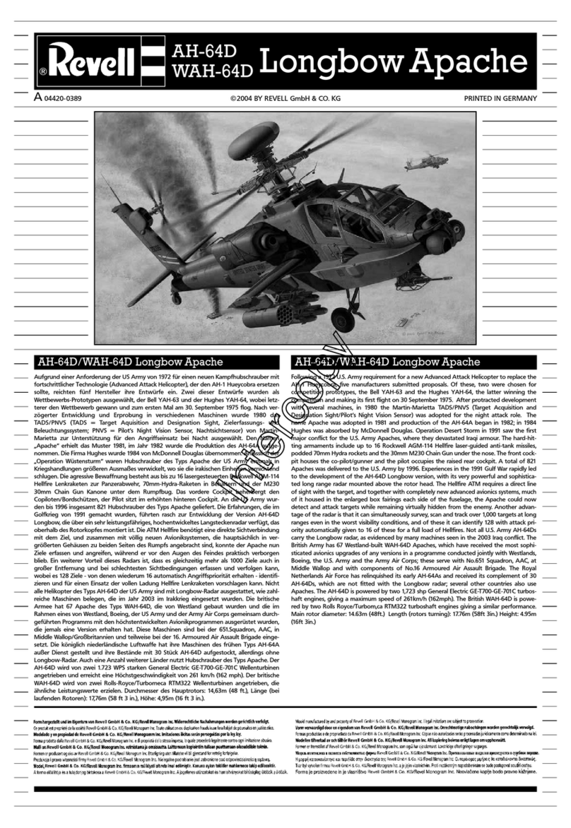 REVELL Longbow Apache AH-64D WAH-64D User manual