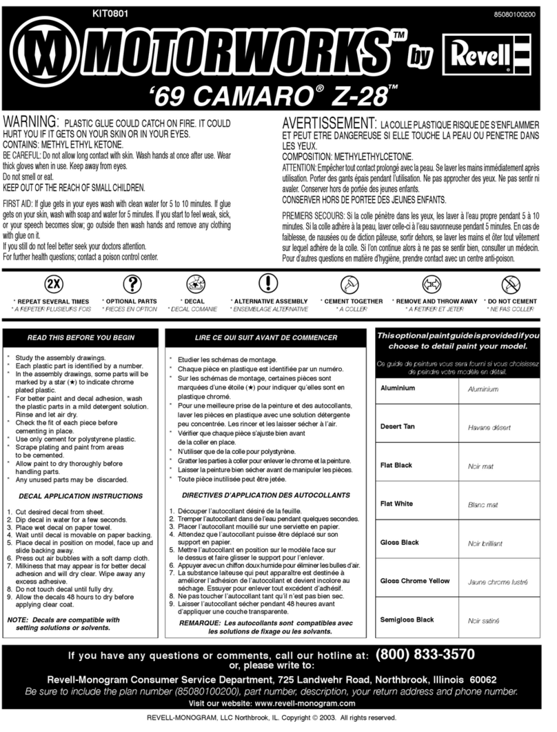 REVELL Motorworks '69 Camaro Z-28 Assembly manual