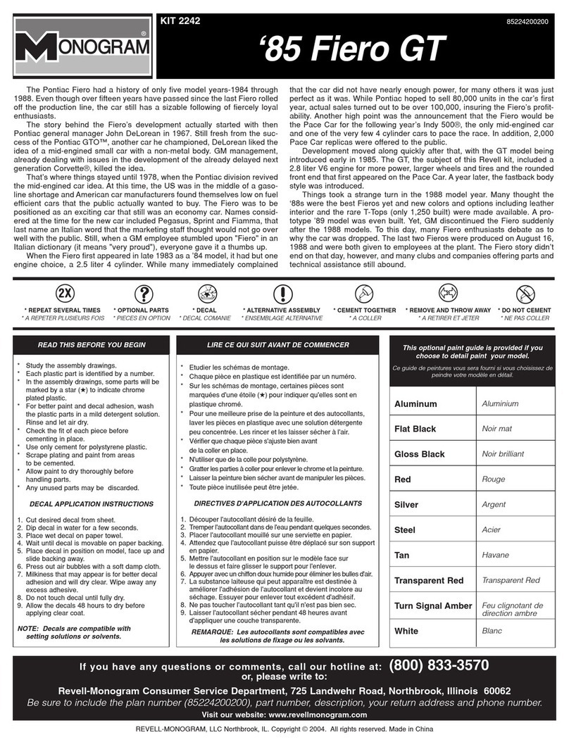 Monogram '85 Fiero GT User manual