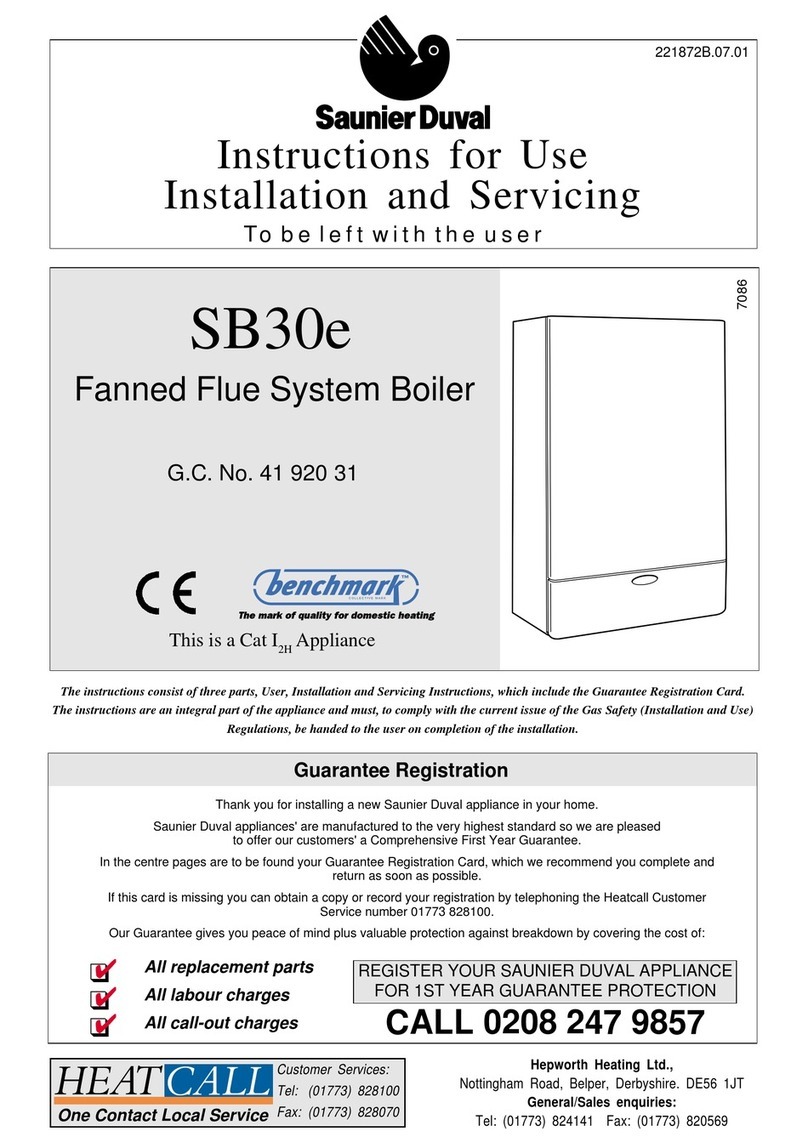 Saunier Duval SB30e Instructions for use installation and servicing