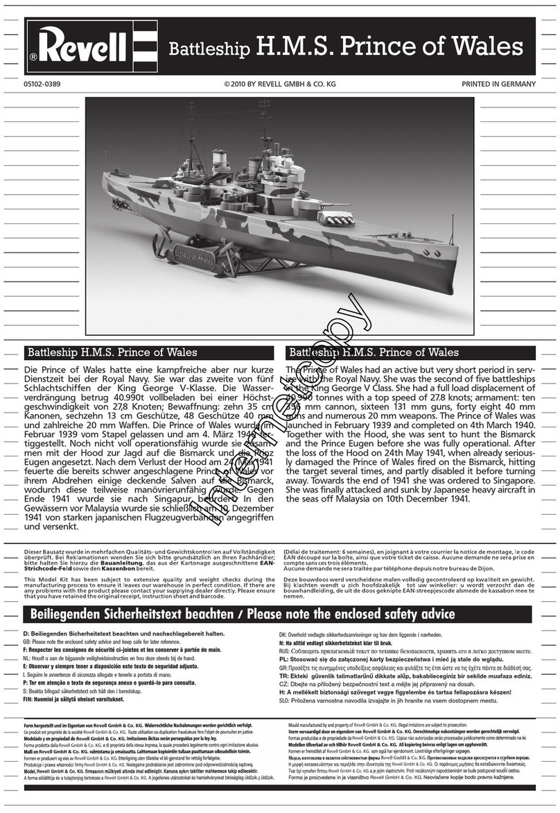 REVELL Battleship H.M.S. Prince Of Wales User manual