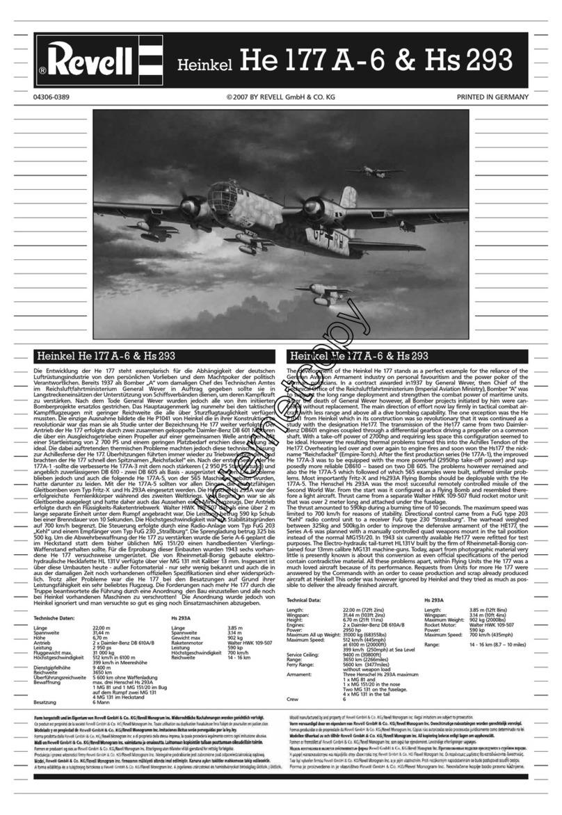 REVELL Heinkel He 177 A-6 & Hs293 Assembly manual