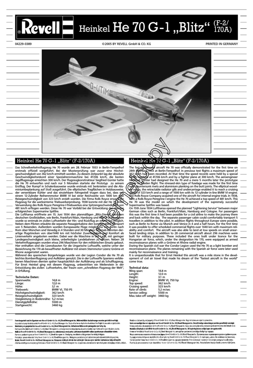 REVELL Heinkel He 70 G-1 Blitz User manual REVELL Heinkel He 70 G-1 Blitz User manual