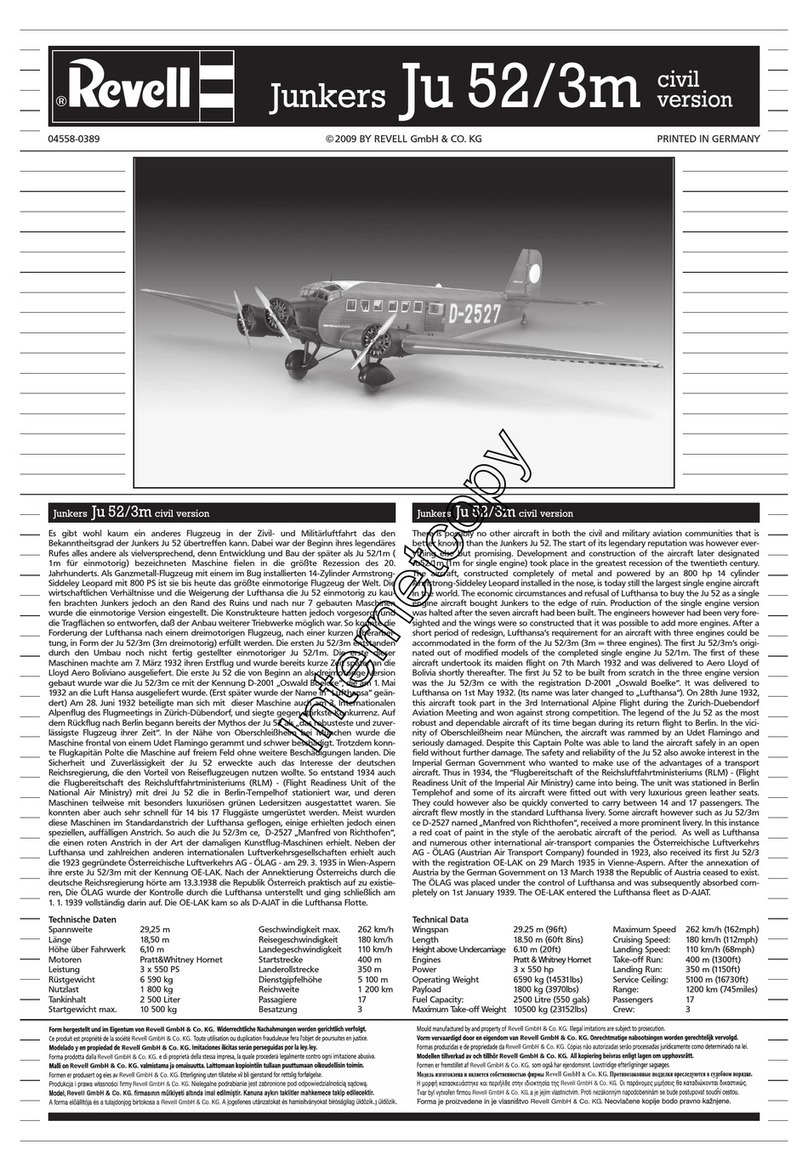 REVELL Junkers Ju-52/2M Civil Version User manual