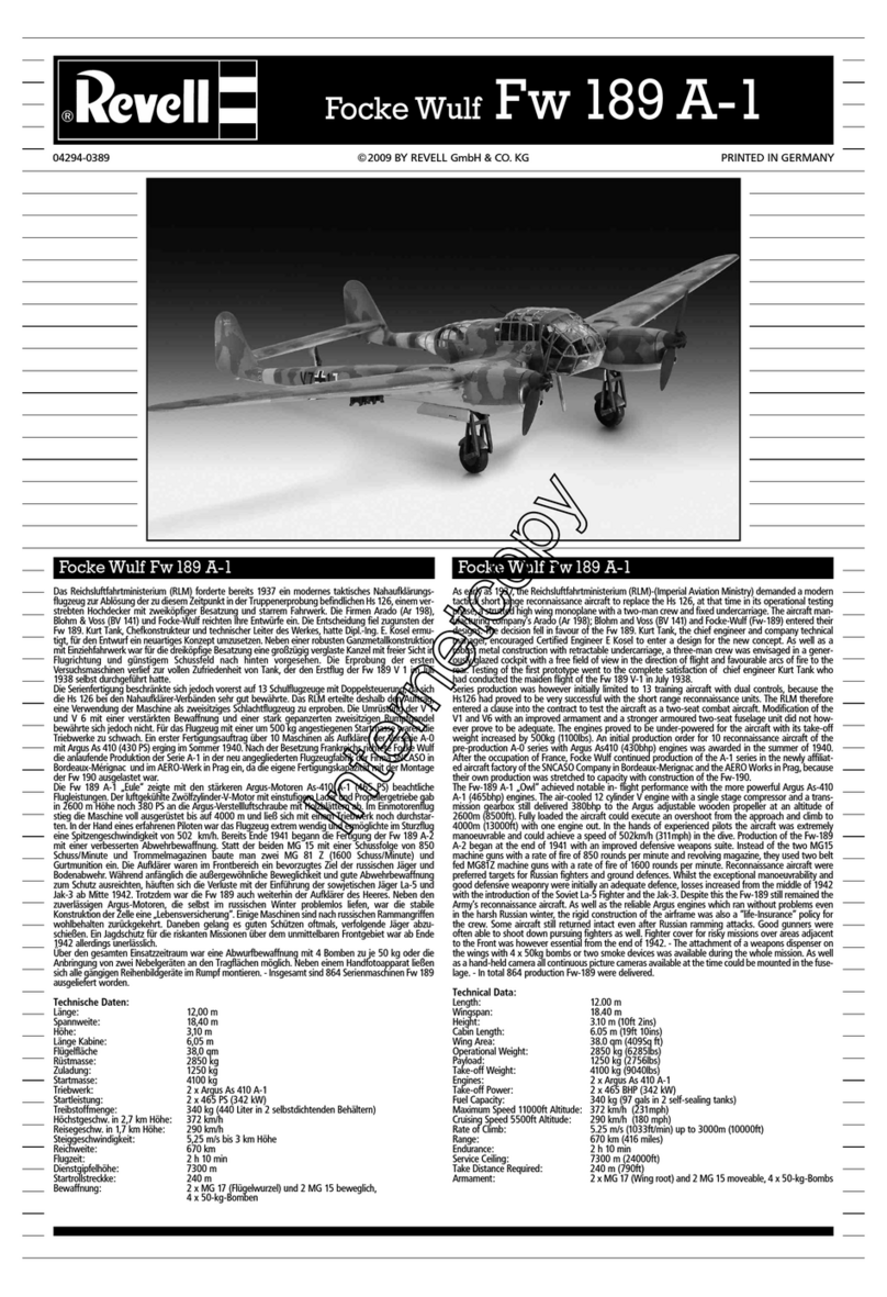 REVELL Focke Wulf Fw 189 A-1 User manual