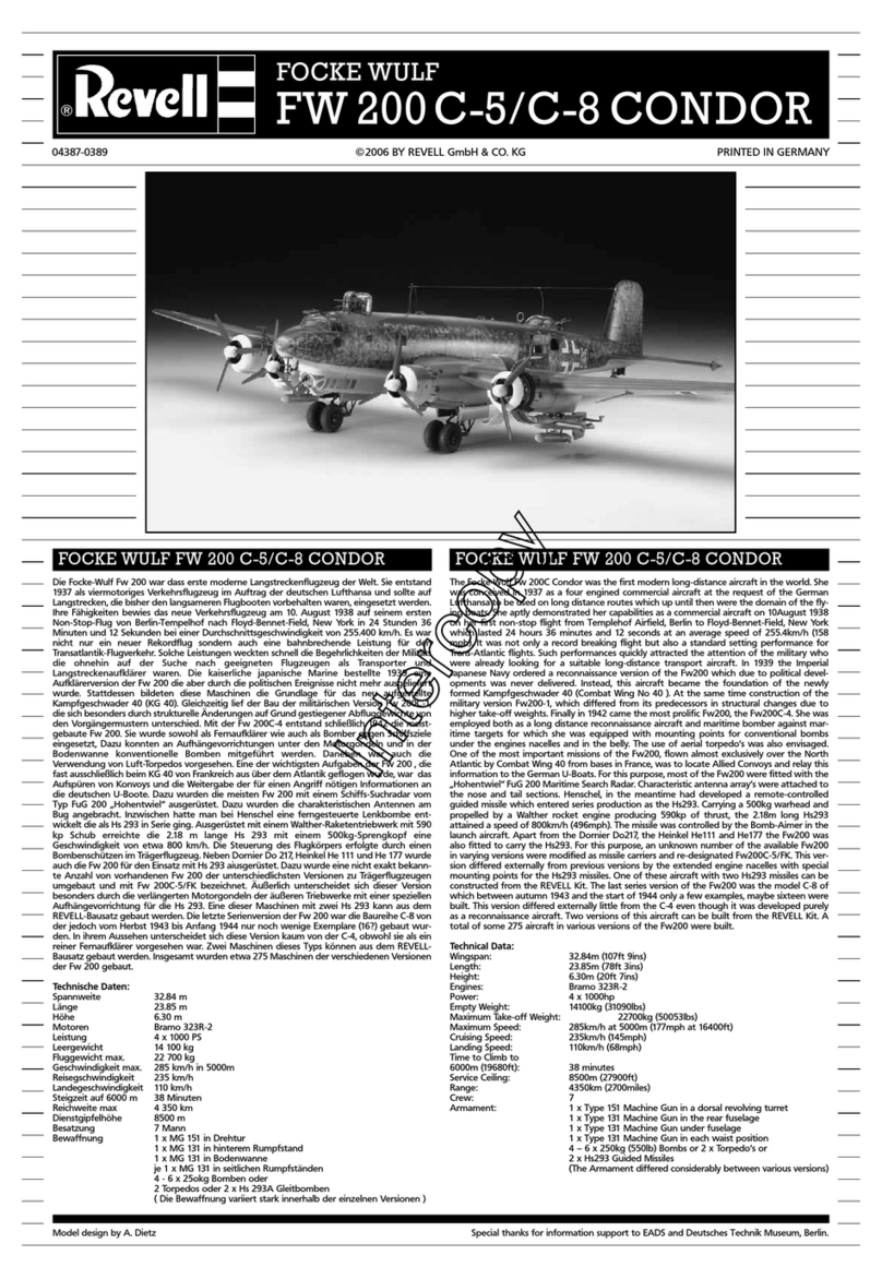 REVELL Focke Wulf FW200 C-5/C-8 Condor User manual
