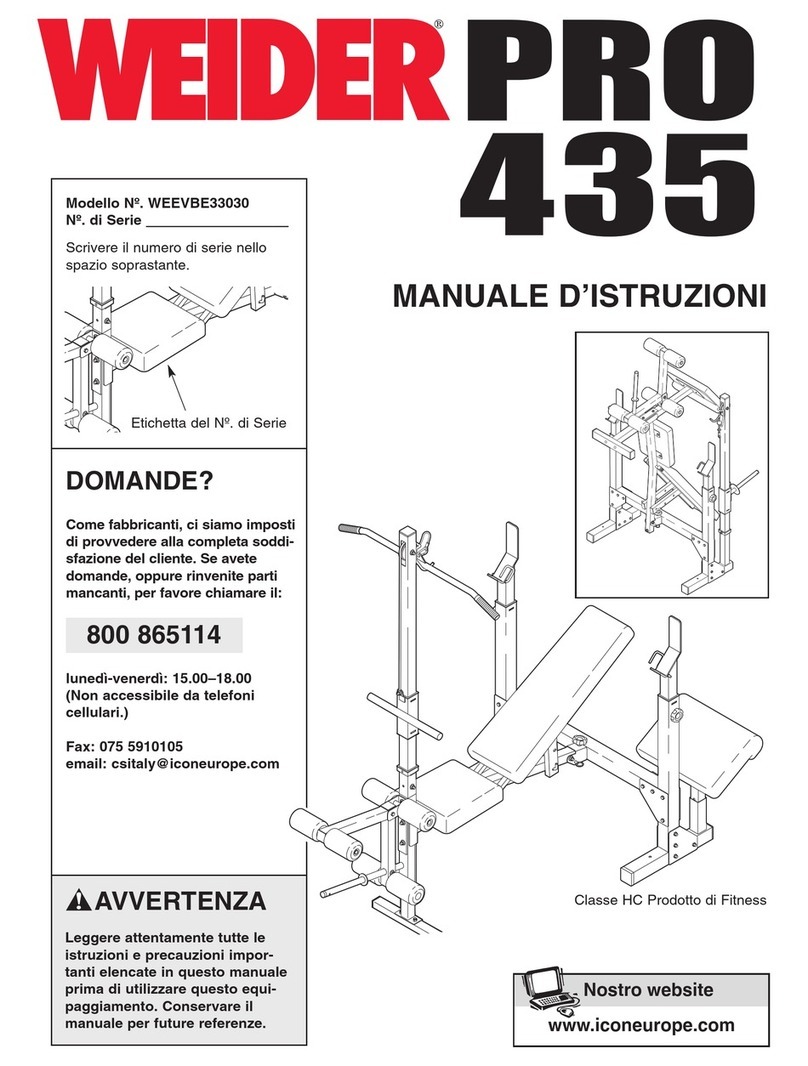 WeiderPro Pro 435 Bench Manuale d'istruzioni