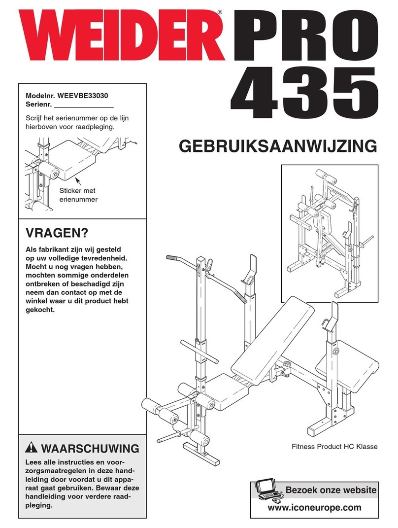 WeiderPro Pro 435 Bench Gebruiksaanwijzing