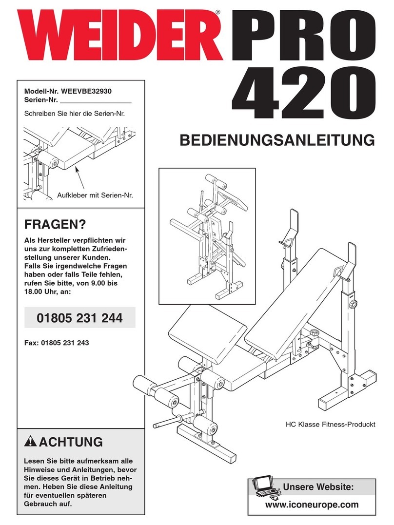 WeiderPro Pro 420 Bench Bedienungsanleitung