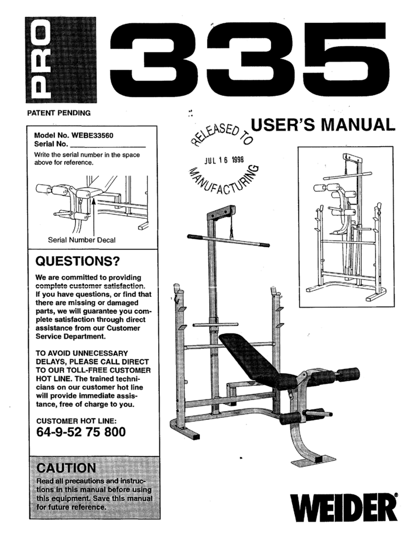 Weider Pro 335 User manual