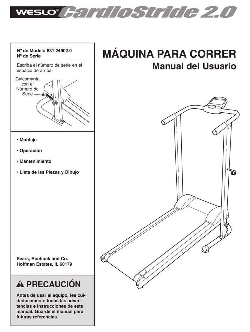 Weslo Cardio Stride 2.0 Treadmill User guide Weslo Cardio Stride 2.0 Treadmill User guide
