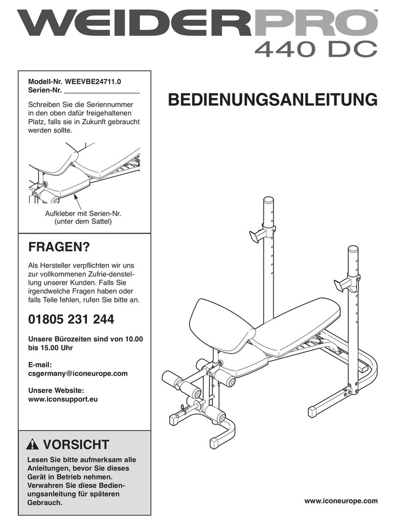 WeiderPro Pro 440 Dc Ybt Bench Quick start guide