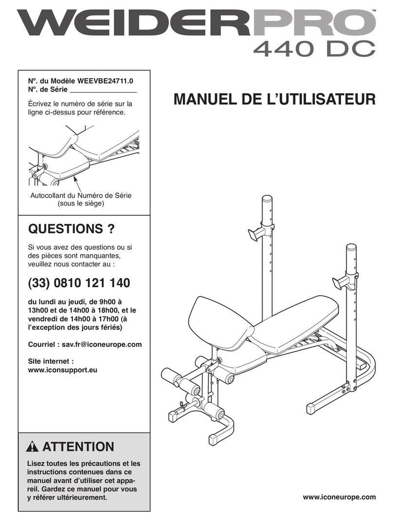 WeiderPro Pro 440 Dc Ybt Bench Manuel de l'utilisateur