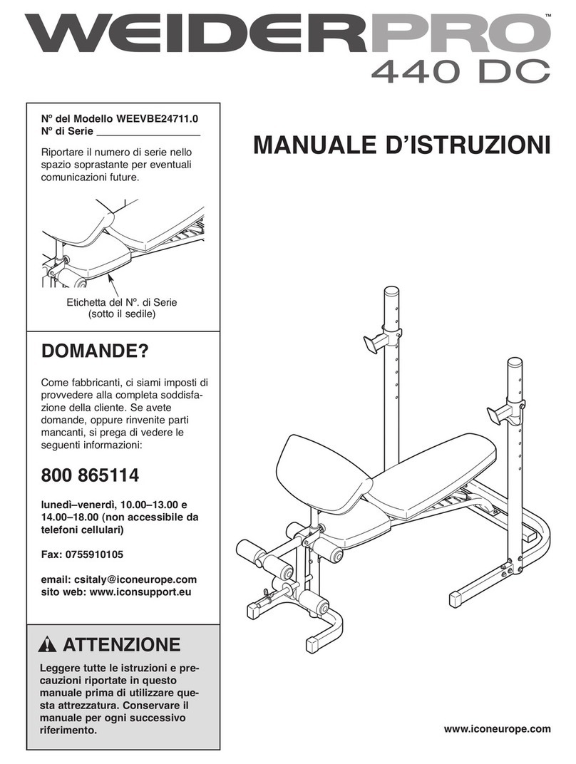 WeiderPro Pro 440 Dc Ybt Bench Manuale d'istruzioni