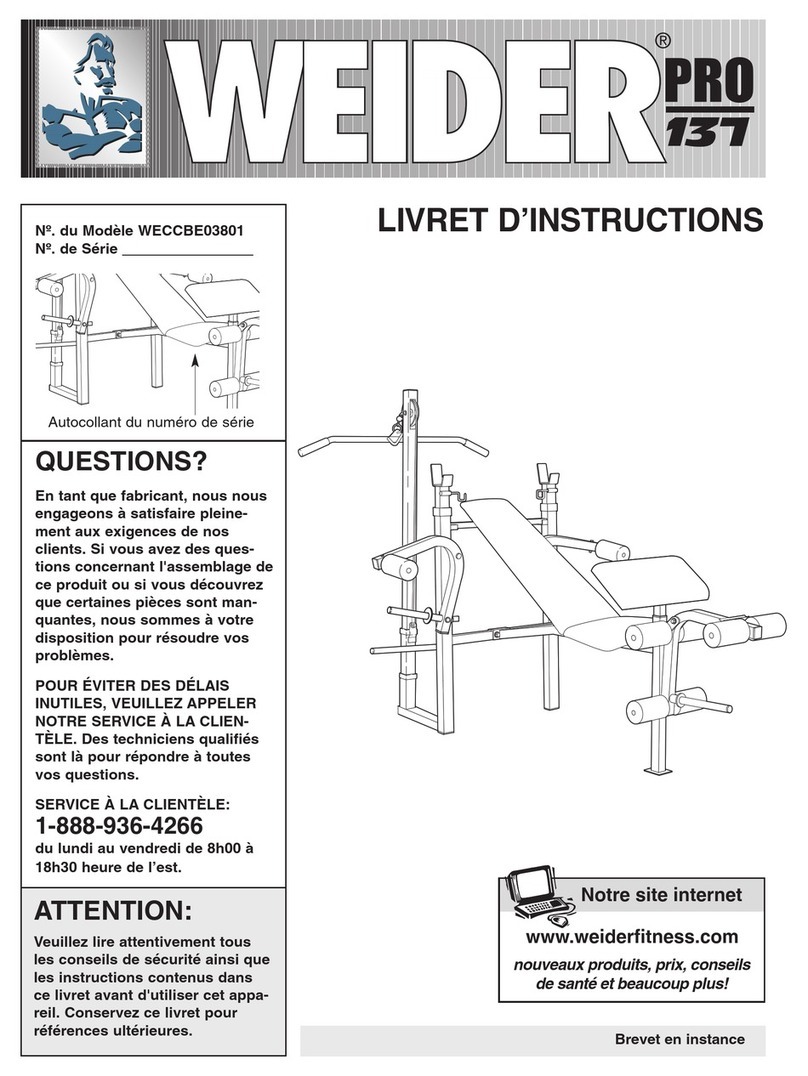 Weider Pro 137 Bench User manual