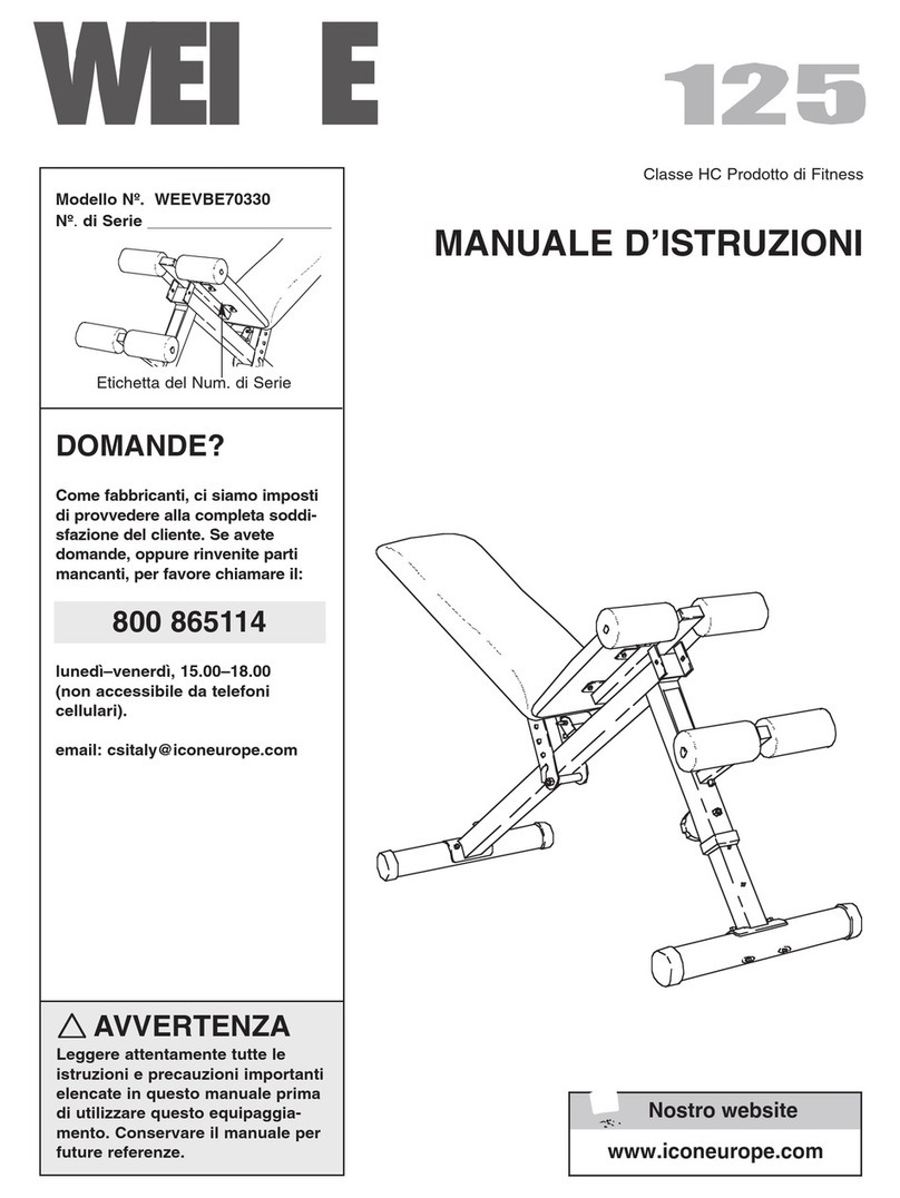 Weider Pro 125 Bench Operating and maintenance manual