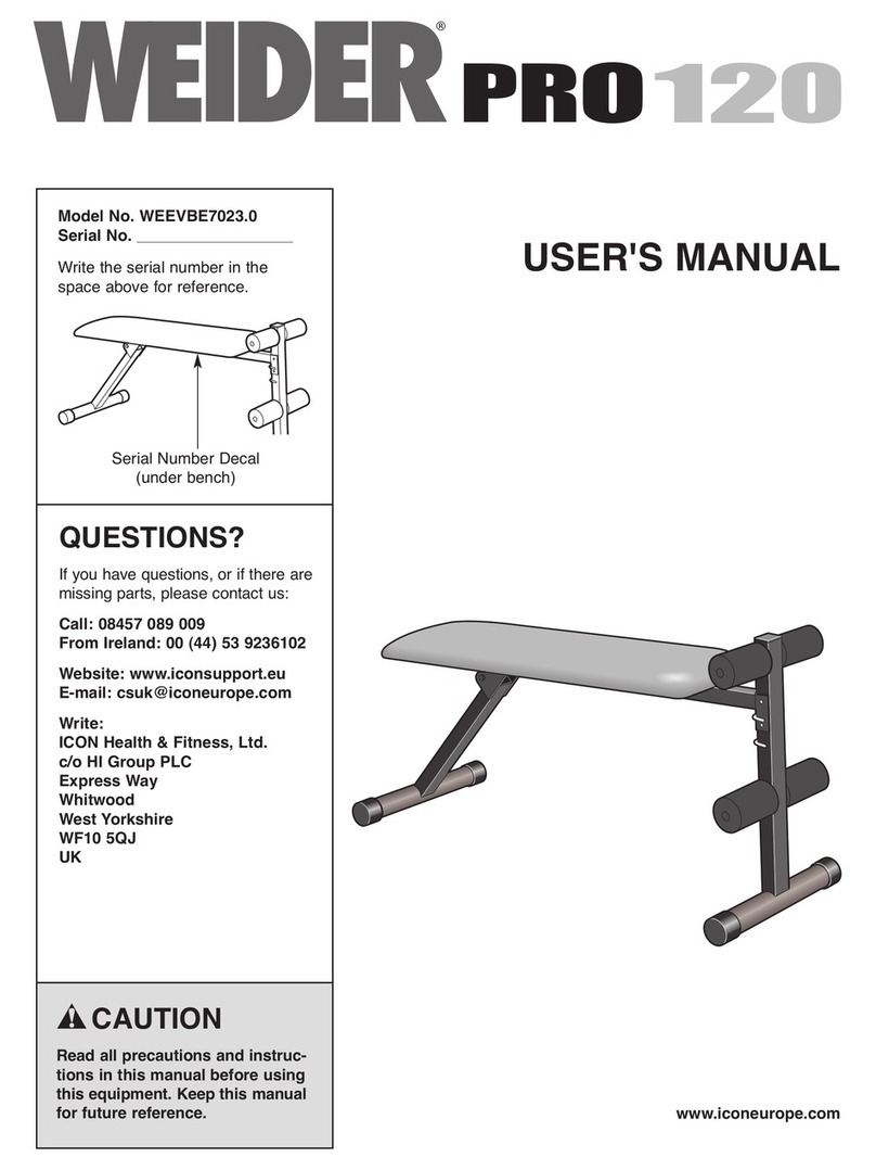 Weider Pro 120 Bench manual