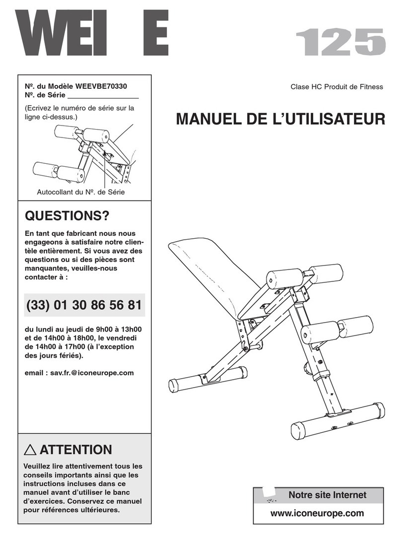 Weider Pro 125 Bench User manual