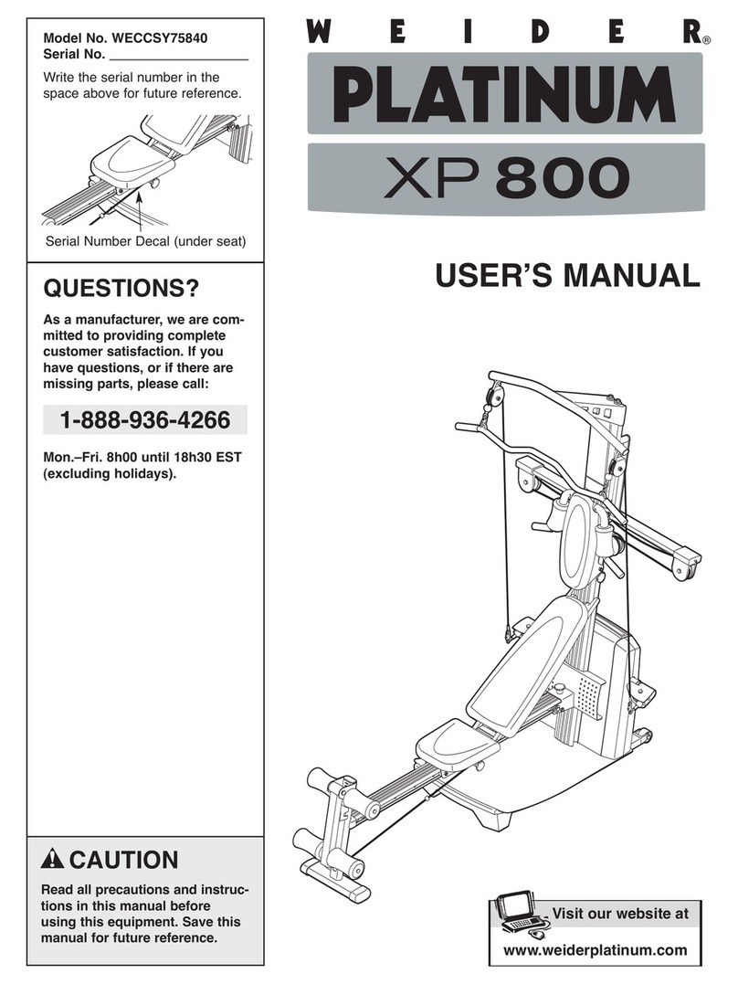 Weider Platinum Xp 800 user manual
