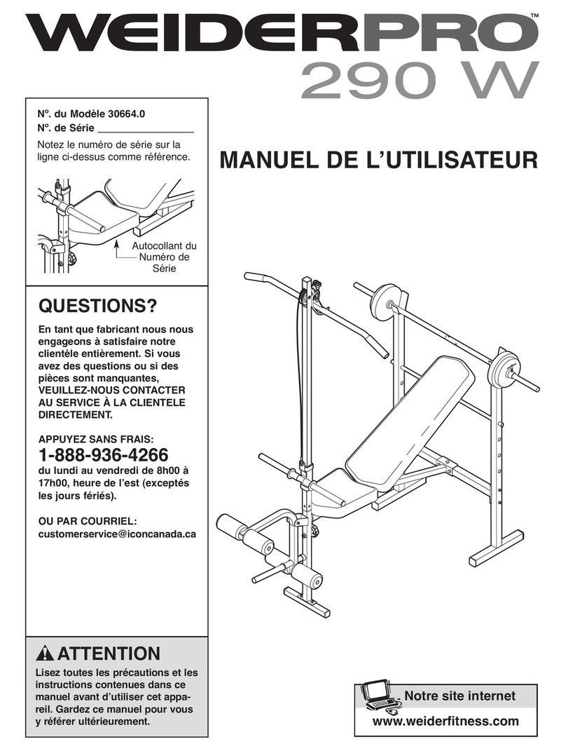 Weider Pro 290 W Bench User manual