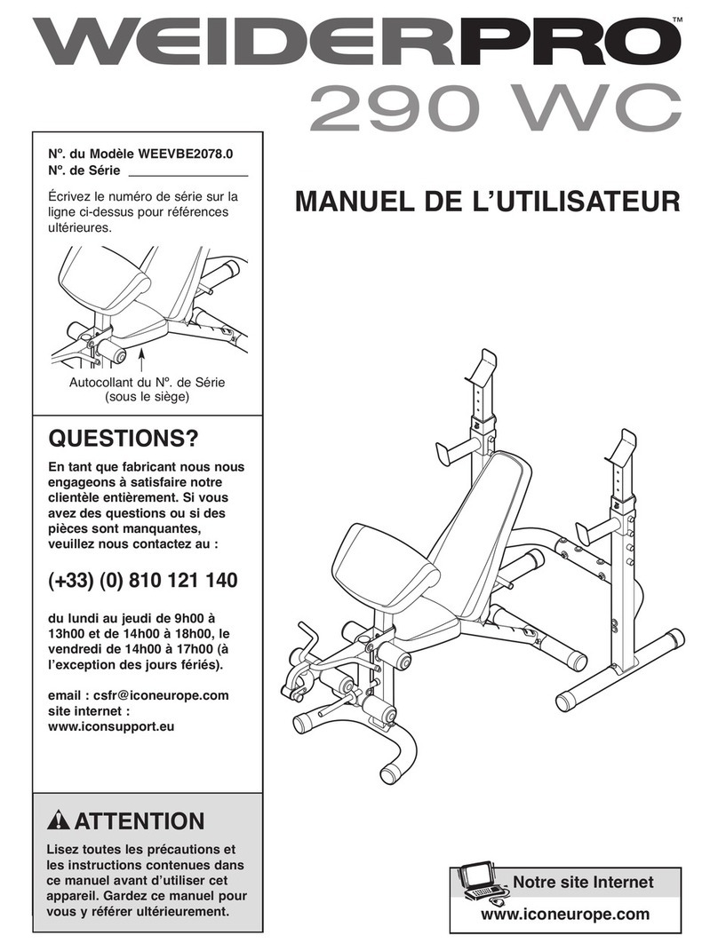 Weider Pro 290 wc bench User manual