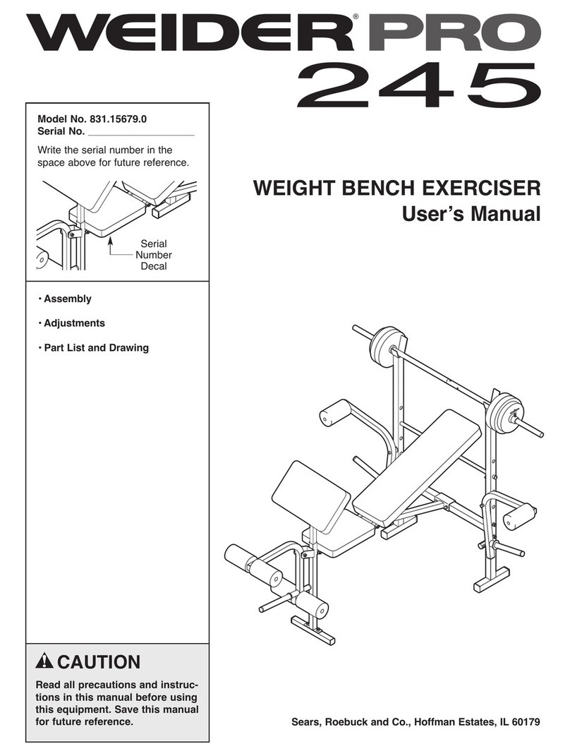 Weider Pro 245 Bench User manual