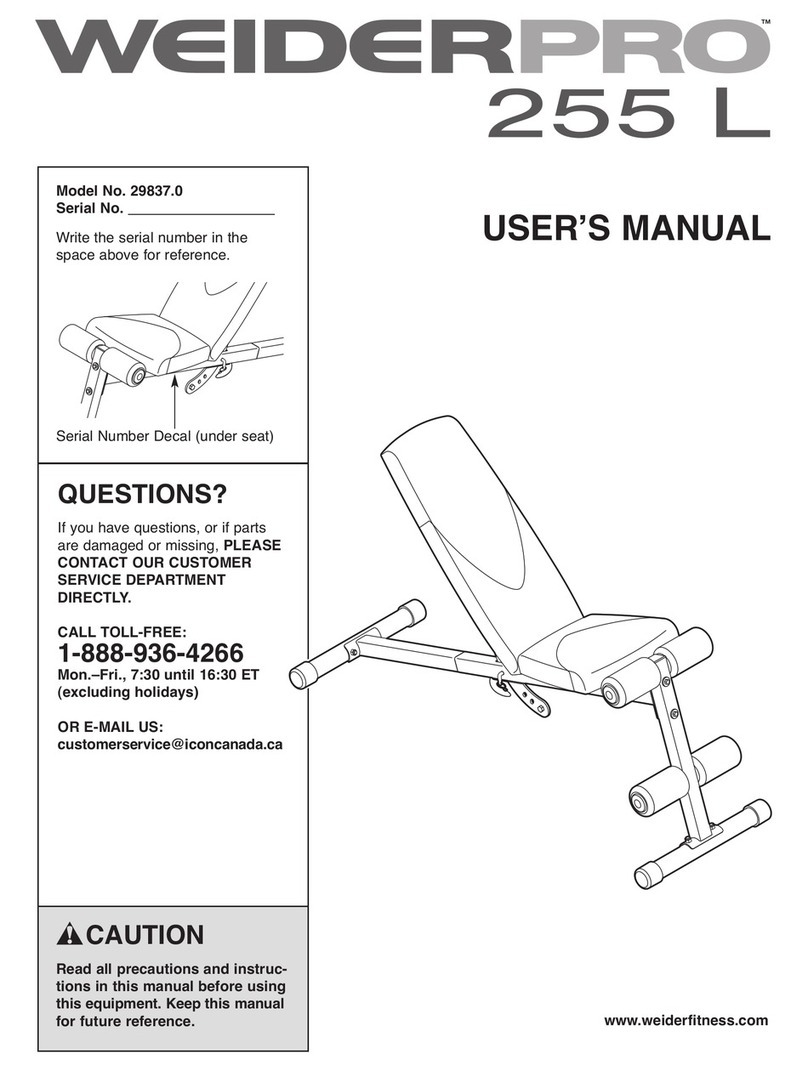 Weider Pro 255 L Bench manual