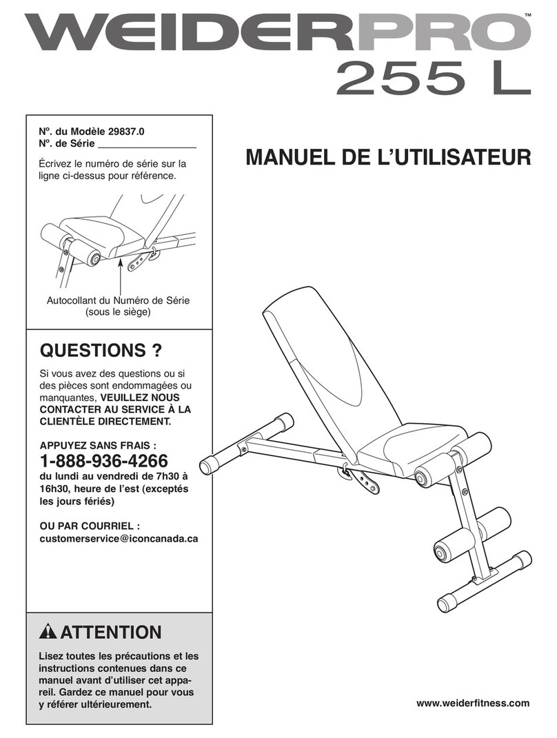 Weider Pro 255 L Bench Manuel de l'utilisateur