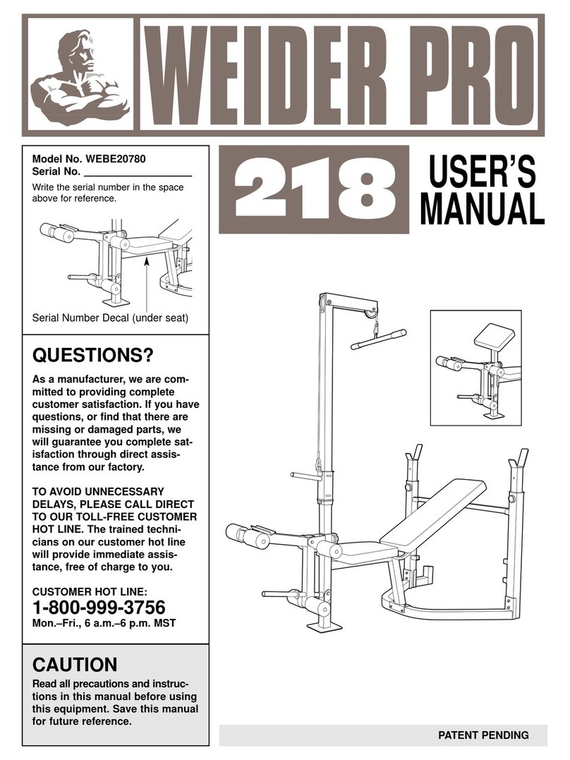 Weider Pro 218 User manual