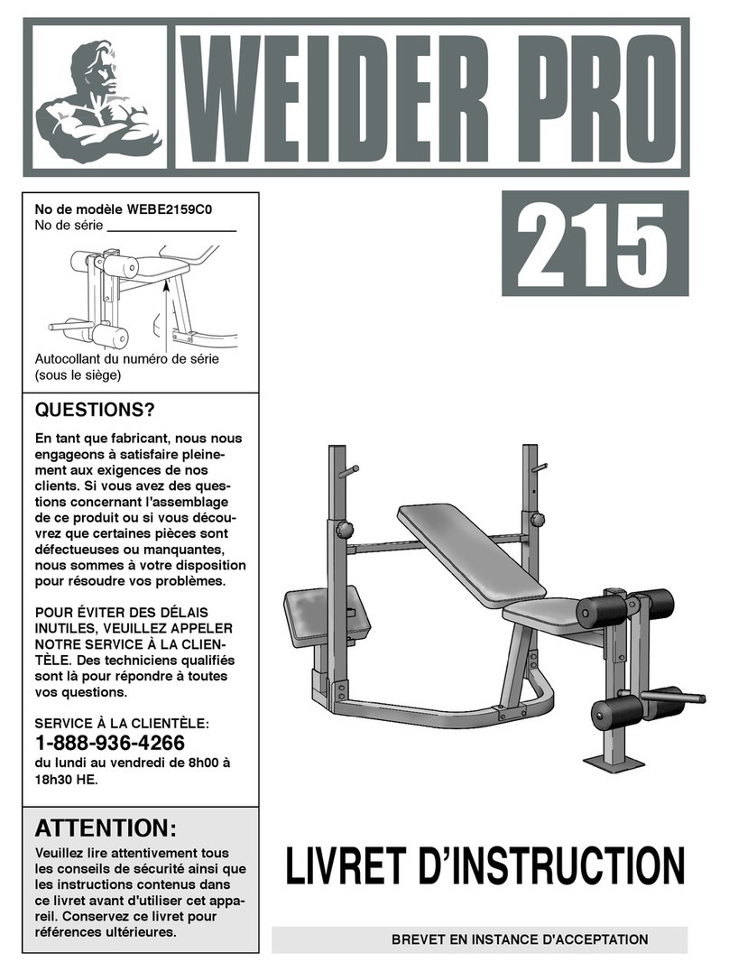 Weider Pro 215 Bench User manual