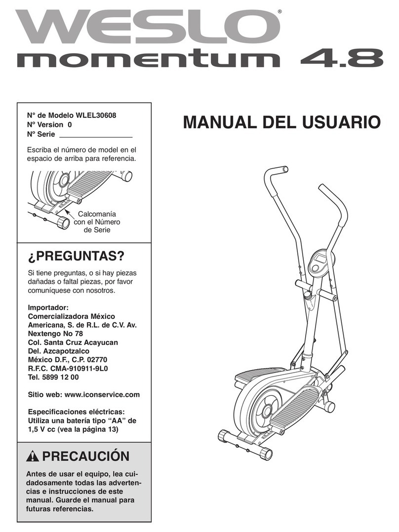 Weslo Momentum 4.8 Elliptical Manual Del Usuario