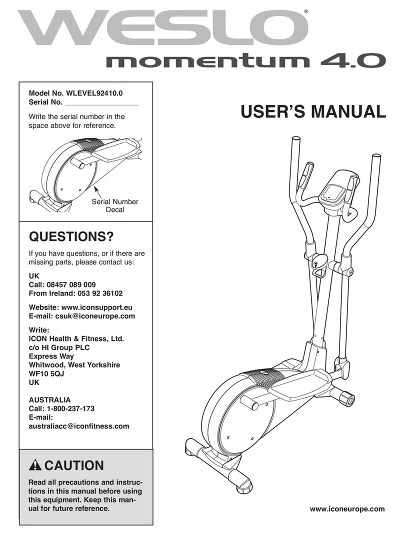 Weslo Momentum 4.0 Elliptical User manual