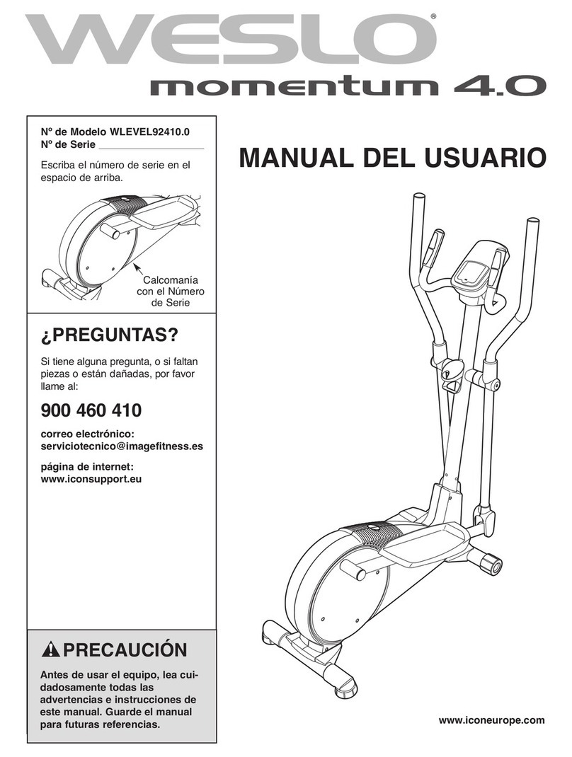 Weslo Momentum 4.0 Elliptical Manual Del Usuario