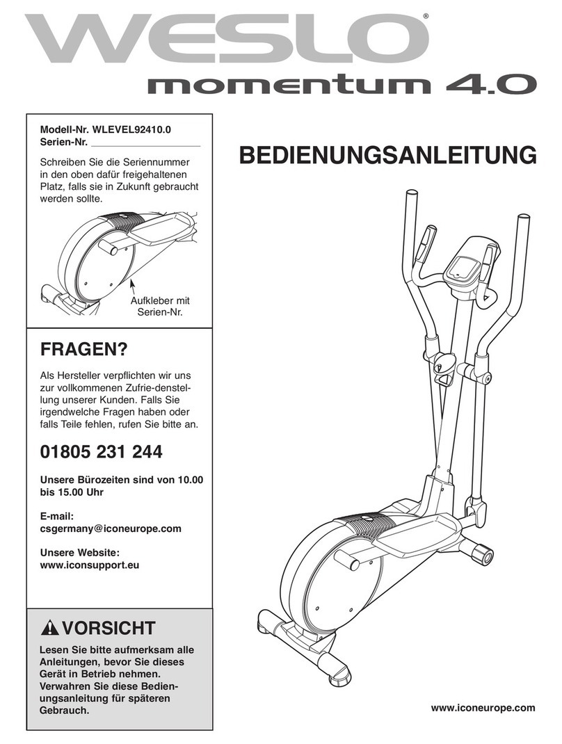 Weslo Momentum 4.0 Elliptical Bedienungsanleitung