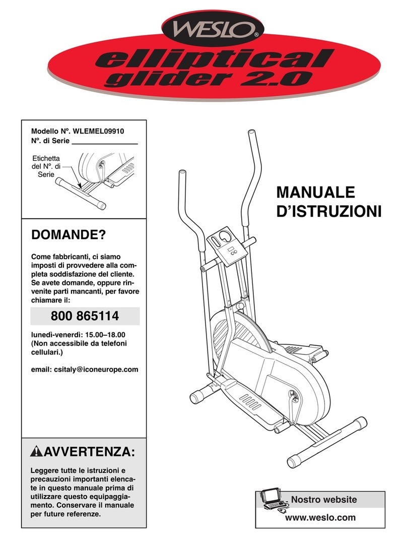 Weslo Elliptical Glider 2.0 Operating and maintenance manual