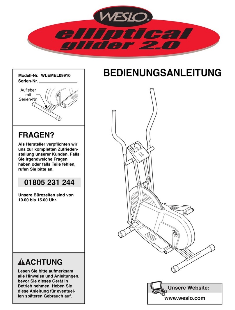 Weslo Elliptical Glider 2.0 Bedienungsanleitung