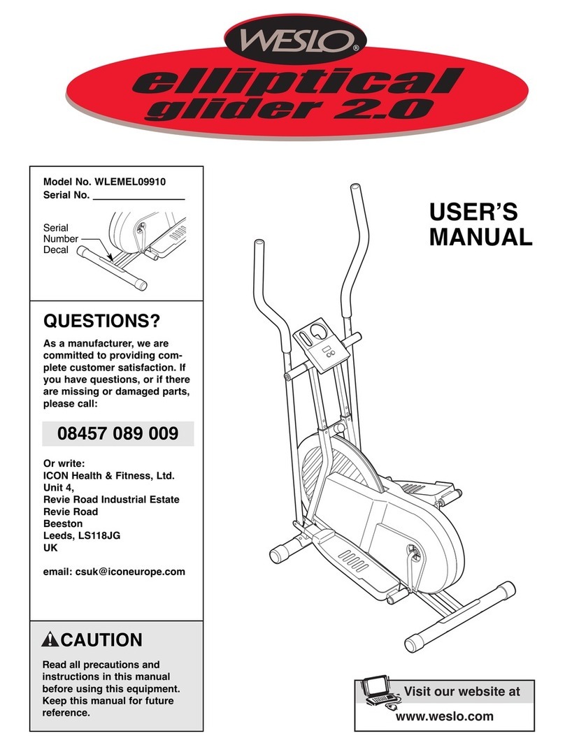 Weslo Elliptical Glider 2.0 User manual