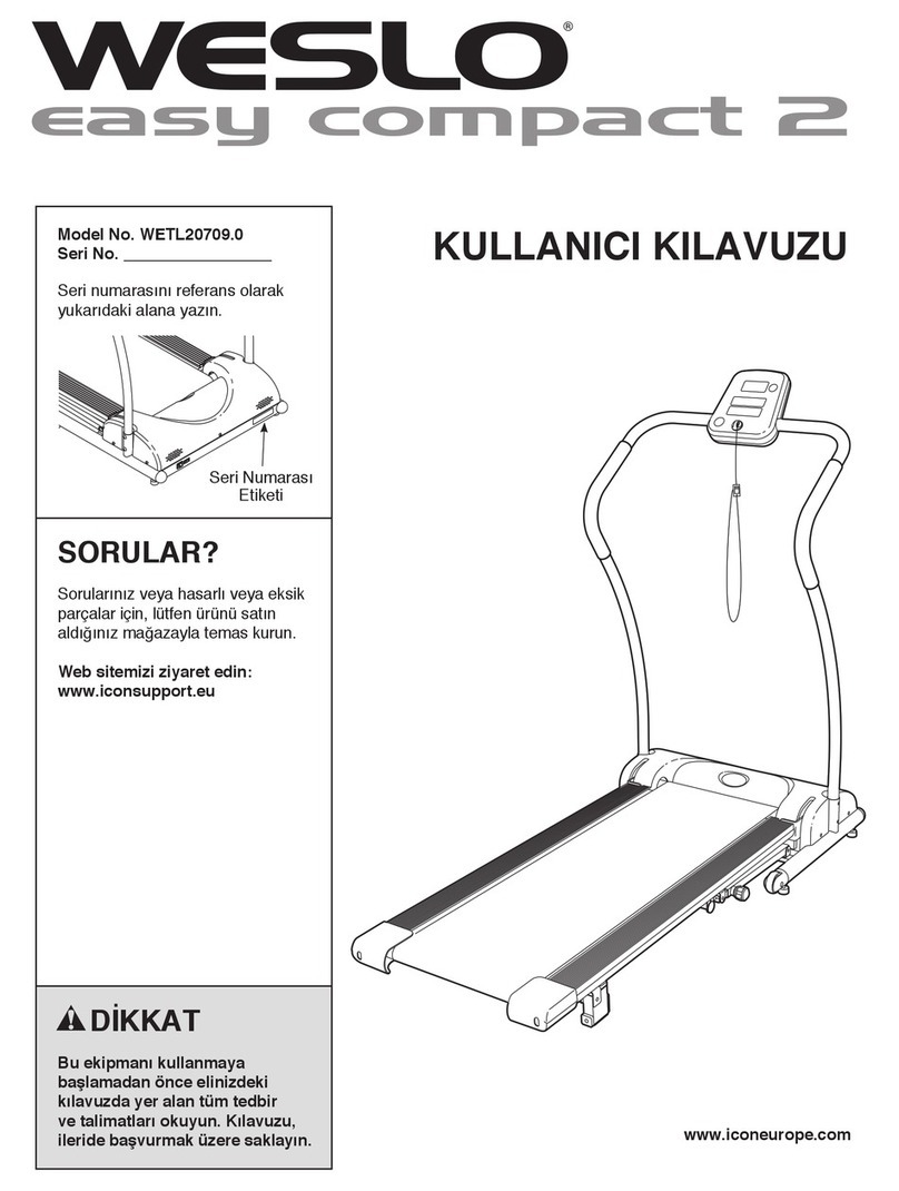 Weslo Easy compact 2 treadmill Kullanıcı kılavuzu