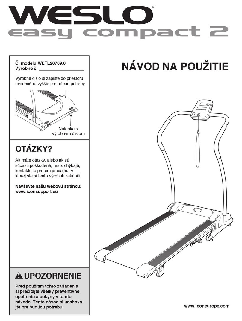Weslo Easy compact 2 treadmill Specification sheet